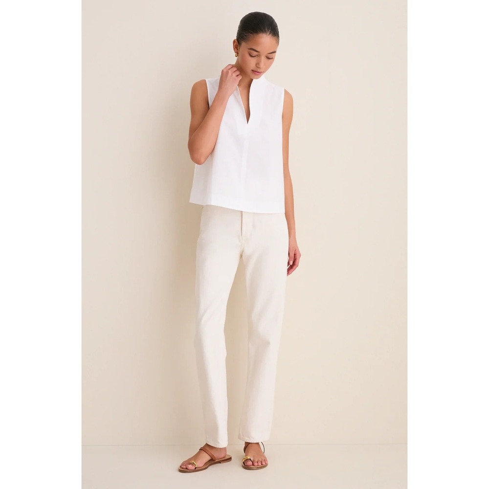 Tuckernuck White Sleeveless Celeste Top Medium V-Neck Cotton Swingy Blouse NWT